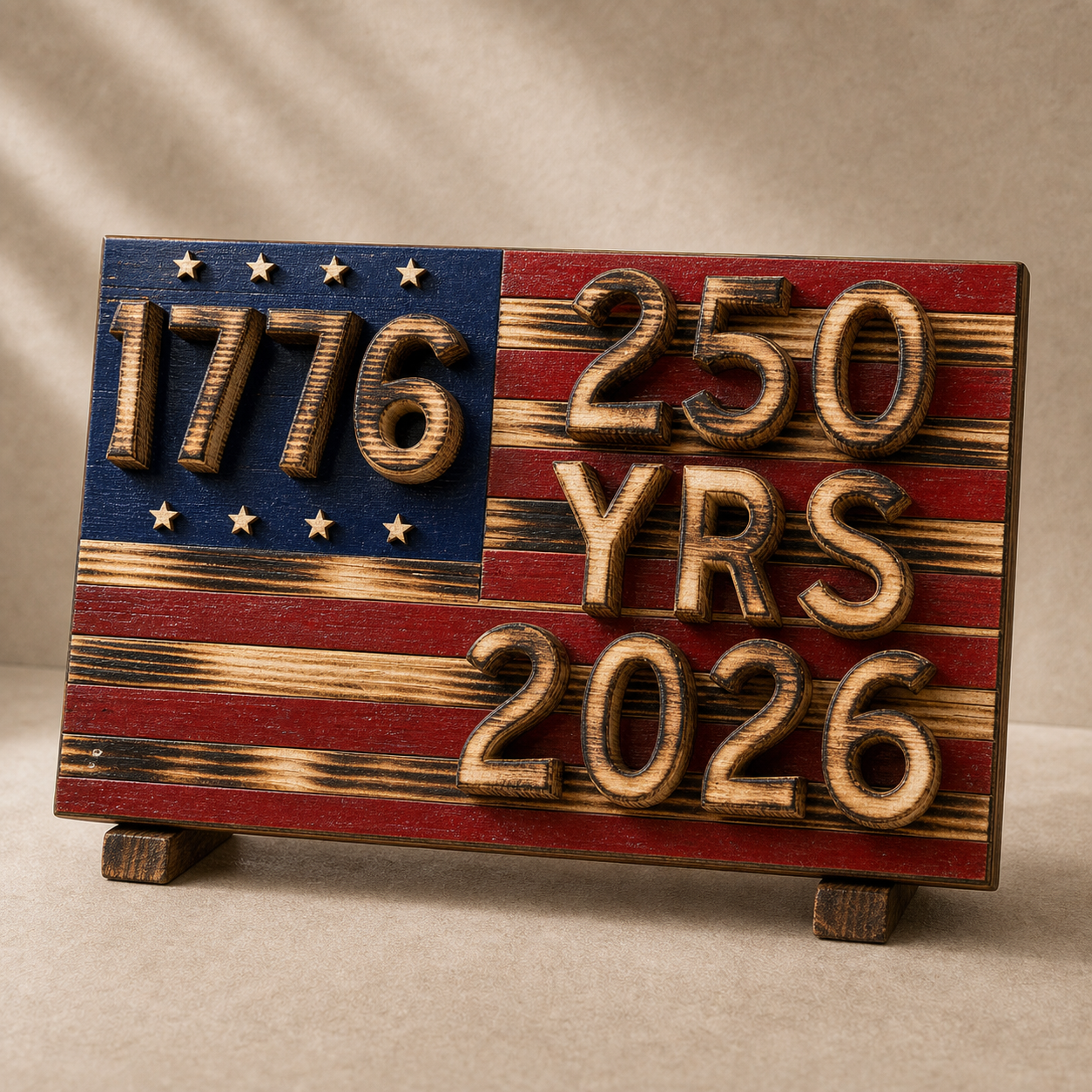 America 250 commemorative flag sign
