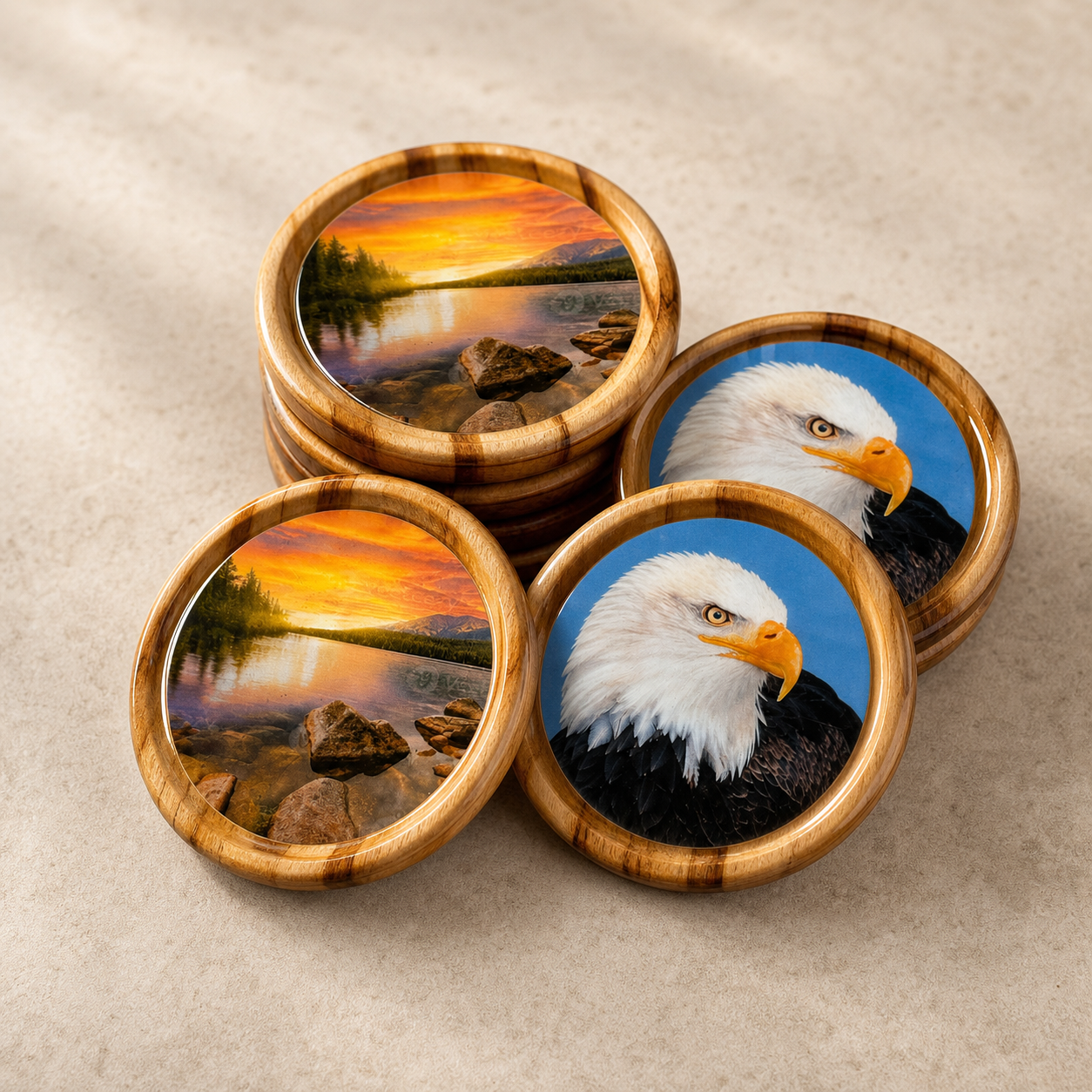 Handmade wooden coasters